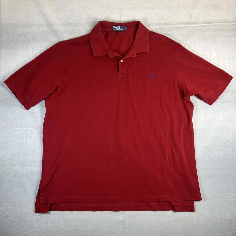 Vintage Polo Ralph Lauren Shirt Mens 3XLT Red Blue Pony Short Sleeve 90s